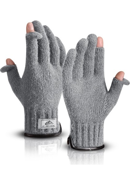 Sonbahar ve Kış Sıcak Örme Eldiven Erkeklerin Açık Bisiklet Dokunmatik Ekran Eldivenleri Anti-Statik (Yurt Dışından)