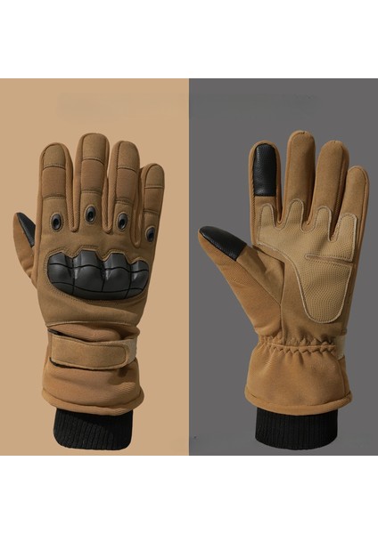 Kış Kadife Tam Finger Eldivenler Çift Körfez Zırh Koruması Açık Hava Spor Erkekleri Dokunmatik Ekran Eldivenleri (Yurt Dışından)