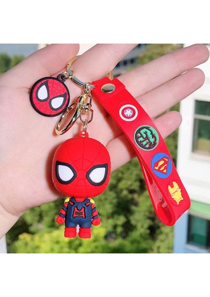 Örümcek Adam Animasyon Karikatür Keychain Avengers Alliance School Bag Küçük Kolye Karikatür Anahtarlık (Yurt Dışından)