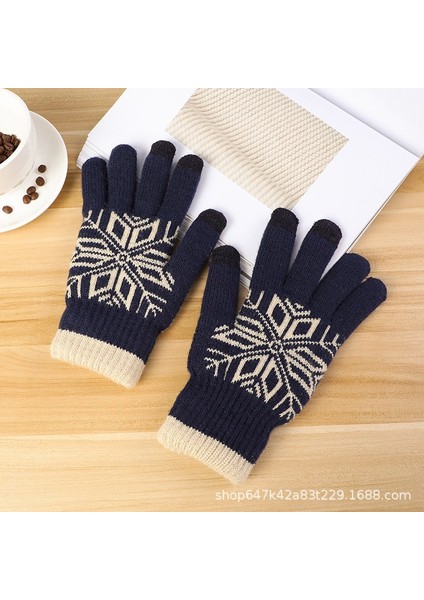 Sonbahar ve Kış Sıcak Örme Eldivenler Dokunmatik Ekran Yün Eldivenler Erkekler ve Kadınlar Bisiklet (Yurt Dışından)