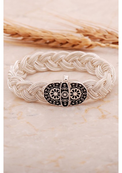 Midyat Hasır Telkari Örme Gümüş 4449 Bileklik
