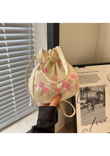 Işlemeli Crossbody Çanta Aksesuar Çantası Dantel Işlemeli Kumaş Tek Omuzlu Crossbody El Kova Çantası (Yurt Dışından)