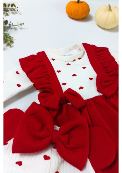 Mini Cayzen Kırmızı Kalpli Lüx Bebek Tulum modelleri