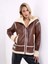 M2188 Kadın Deri Içi Kürklü Oversize Ceket - M2188 - Kahverengi - ST01276-KAHVERENGI-M 2
