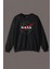 Nasa Logosu Siyah Kırmızı Uzay Cosmos Baskılı Sweatshirt 1