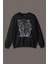 Kara Kedi Silüet Çizim Black Cat Bıyıklı Baskılı Sweatshirt 1