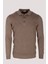 Erkek Polo Yaka Triko Vizonmelanj Slim Fit Yarım Fermuarlı Balık Sırt Desenli Pamuklu Kazak Ncs 3006 1