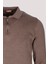 Erkek Polo Yaka Triko Vizonmelanj Slim Fit Yarım Fermuarlı Balık Sırt Desenli Pamuklu Kazak Ncs 3006 2