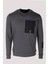 Erkek Sweatshirt Füme Ön Cep Detaylı Relaxed Fit Double Face Crewneck Ncs Jeans 1640 1