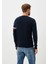 Erkek Triko Lacivert Bisiklet Yaka Desenli Slim Fit Pamuklu Kazak Ncs 3743 3