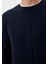 Erkek Triko Lacivert Bisiklet Yaka Desenli Slim Fit Pamuklu Kazak Ncs 3743 4