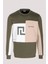 Erkek Sweatshirt Haki Monogram Desenli Logo Detaylı Relaxed Fit Crewneck Ncs Jeans 1625 1