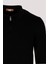 Erkek Polo Yaka Triko Siyah Slim Fit Yarım Fermuarlı Balık Sırt Desenli Pamuklu Kazak Ncs 3006 2