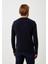 Erkek Triko Lacivert Bisiklet Yaka Desenli Slim Fit Pamuklu Kazak Ncs 3725 3