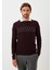 Erkek Triko Bordo Bisiklet Yaka Desenli Slim Fit Pamuklu Kazak Ncs 3725 1
