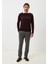 Erkek Triko Bordo Bisiklet Yaka Desenli Slim Fit Pamuklu Kazak Ncs 3725 3