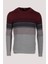 Erkek Triko Bordo Bisiklet Yaka Desenli Slim Fit Pamuklu Kazak Ncs 3735 1