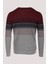 Erkek Triko Bordo Bisiklet Yaka Desenli Slim Fit Pamuklu Kazak Ncs 3735 2