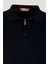 Erkek Polo Yaka Triko Lacivert Slim Fit Yarım Fermuarlı Balık Sırt Desenli Pamuklu Kazak Ncs 3006 4