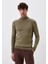 Erkek Yarım Balıkçı Boğazlı Triko Olive Slim Fit Pamuklu Sık Örme Kazak Ncs 3005 1