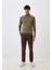 Erkek Yarım Balıkçı Boğazlı Triko Olive Slim Fit Pamuklu Sık Örme Kazak Ncs 3005 2