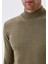 Erkek Yarım Balıkçı Boğazlı Triko Olive Slim Fit Pamuklu Sık Örme Kazak Ncs 3005 4