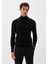 Erkek Tam Balıkçı Boğazlı Triko Siyah Slim Fit Pamuklu Sık Örme Kazak Ncs 3003 1