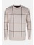 Erkek Triko Bej Bisiklet Yaka Desenli Slim Fit Pamuklu Kazak Ncs 3744 1