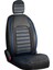 Fiat 500 Ailesi Uyumlu Deri Oto Koltuk Kılıfı Ön/Arka 5li Tam Set Orjin Seri Siyah-Mavi 4