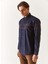 Slim Fit Düğmeli Yaka Lacivert Erkek Gömlek Akıfu 2