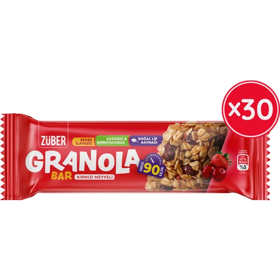 Züber Granola Bar Kırmızı Meyveli 25 gr x 30 Adet