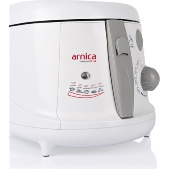 Arnica Universal Zg 16A Fritöz 0,9 lt Kapasite Tek Hazne Isı Ayarı Özelliği ile Beyaz