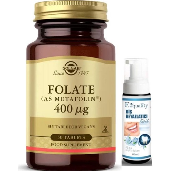 Solgar Folate (Metafolin) 400 Mcg 50 Tablet - Diş Fiyatı