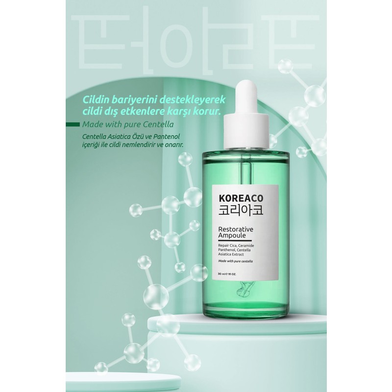 Koreaco Cilt Bakım Ampul 50 ml Onarıcı Etkili Centella Asiatica İçerikli Vegan Formül