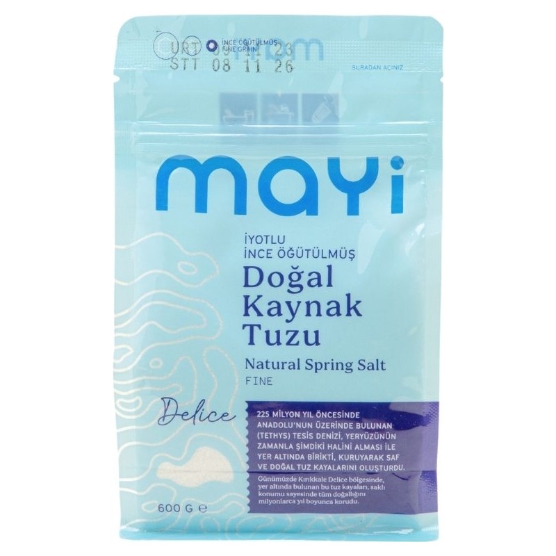 Mayi Tuz Mayi Sofra Tuzu İyotlu 600 gr Kutu Doğal Kaynak Tuz Kullanımı İçin İdeal