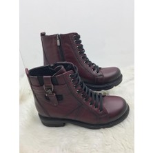 Çiğdem Kundura Çiğdem Bordo Gerçek Deri Kısa Postal Bot (Ldywst B1A) - Bordo - 38 - ST01507-BORDO-38