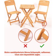 Meya Dekor Balkon Bahçe Mutfak 3'lü Bistro Set Katlanır 2 Sandalye 1 Masa