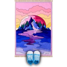 Bursa İpek Pembe Bulutlar Kadife Çocuk Seccadesi ve Oyun Halısı