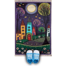 Bursa İpek Mor Masal Kadife Çocuk Seccadesi ve Oyun Halısı