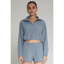 Mavi Kadın Dik Yaka Crop Sweatshirt - Regla