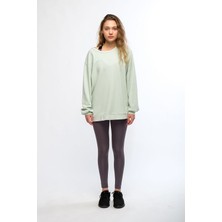 Yeşil Kadın Mineral Boyalı Organik Pamuklu Oversize Sweatshirt - Paula