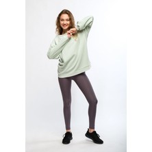 Yeşil Kadın Mineral Boyalı Organik Pamuklu Oversize Sweatshirt - Paula