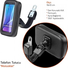 Carub Motosiklet Telefon Tutucu Deri Fermuarlı 18X10 cm BR5901964