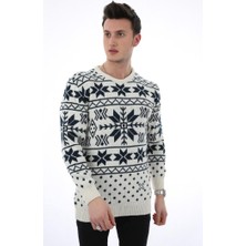 Twovol Desenli Kalın Krem Kazak