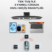 Sessiz Kablosuz Wireless Magic Mouse, Dpi 2400, Şarj Edilebilir, 2.4ghz+Bt 5.0, Meimouse