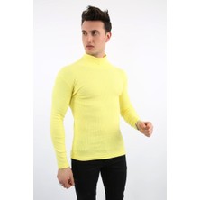 Twovol Likralı Boğazlı Limon Sweat