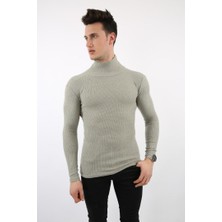 Twovol Likralı Boğazlı Koyu Taş Sweat