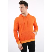 Kapşonlu Düz Turuncu Sweat