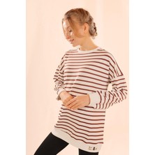 Rays 6859 Bisiklet Yaka Çizgili Sweat Kahve