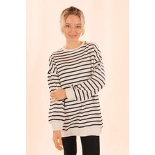 Rays 6859 Bisiklet Yaka Çizgili Sweat Siyah